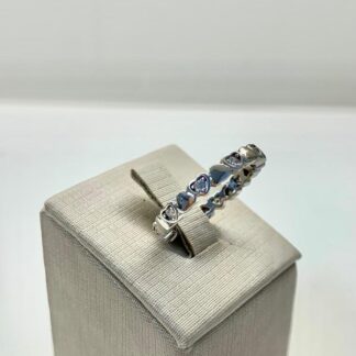 Anel Mini Corações Zircônias Brancas Prata 925