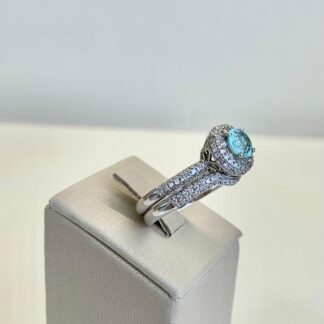 Anel Duplo Turmalina Cravejado de Zircônias Prata 925