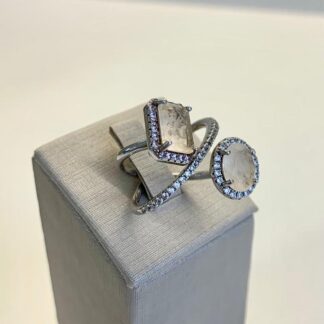 Anel Morganita com Zircônia Prata 925