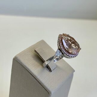 Anel Gota Morganita em Prata 925