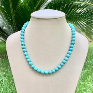 Colar Esferas Howlita Turquesa Banhado Ouro 18k