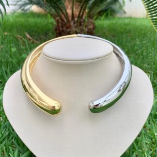 Aro Gota Duo Banhado a Ouro 18k e Ródio Branco