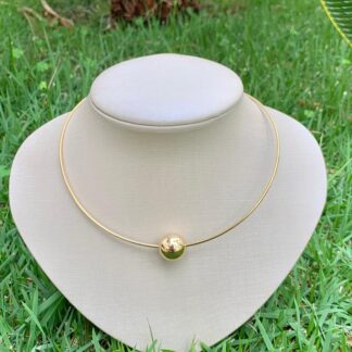 Aro fino com Esfera Dourada Banhado a Ouro18K