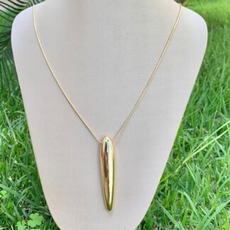 Colar Gota Alongada com 75cm Banhado a Ouro 18k