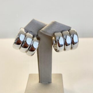 Brinco Trio Liso de Ródio Branco