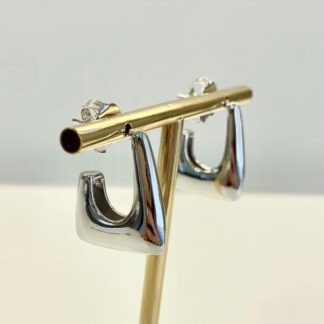 Argola Quadrada de Ródio Branco