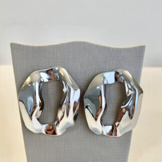 Brinco Elo Orgânico de Ródio Branco