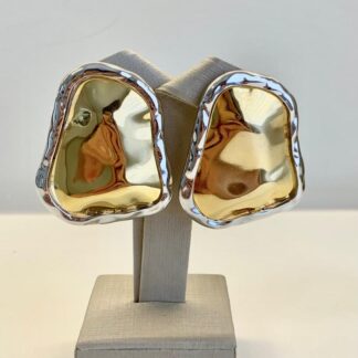 Brinco Duo Banhado Ouro 18k e Ródio Branco