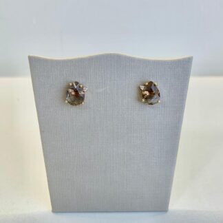 Brinco Jade Marrom Banhado a Ouro 18k