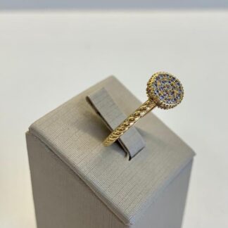 Anel Torcido com Zircônias Banhado a Ouro 18k