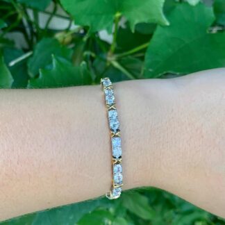 Pulseira Riviera de Ródio com detalhe em X Banhado a Ouro