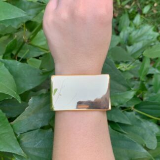 Bracelete Retangular Liso Banhado a Ouro 18k