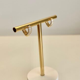 Argola Coração P Cravejada de Zircônias Banhada Ouro 18k