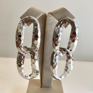 Brinco Elos Duplos Organic em Ródio Branco