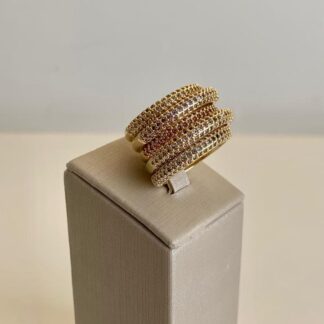 Anel 5 Fileiras Banhado Ouro 18k
