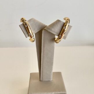 Brinco Ear Hook Liso com Pontos de Luz Banhado a Ouro18k