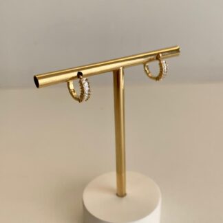 Mini Argola Baguetada Banhada a Ouro18k