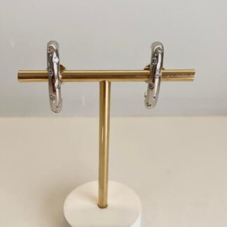 Brinco Ear Hook Liso com Zircônias em Ródio Branco