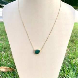 Colar Gota Jade Esmeralda Banhado Ouro18k