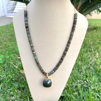 Colar Labradorita Banhado a Ouro18k