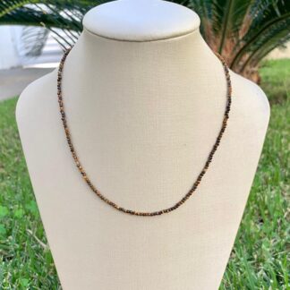 Colar Olho de Tigre Banhado Ouro18k