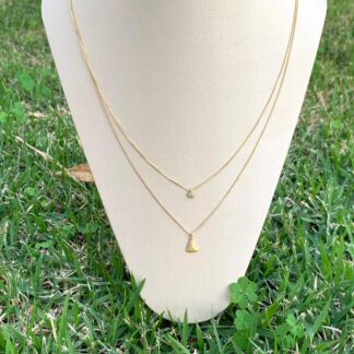 Colar Nossa Senhora e Ponto de Luz Banhado a Ouro18k