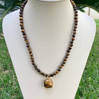 Colar Olho De Tigre Banhado Ouro 18k