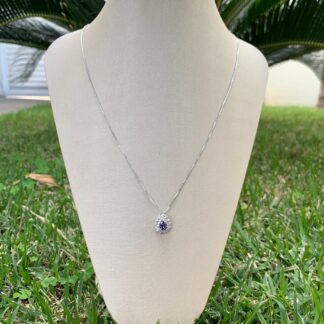 Colar Gota Tanzanita com Cravação Princesa em Prata 925