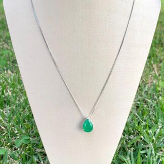 Colar Gota Esmeralda em Prata 925