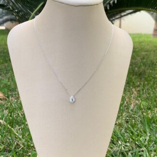 Colar Gota Água Marinha em Prata 925