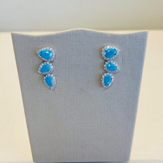 Brinco Ear Cuff com Gotas de Turquesa em Prata 925