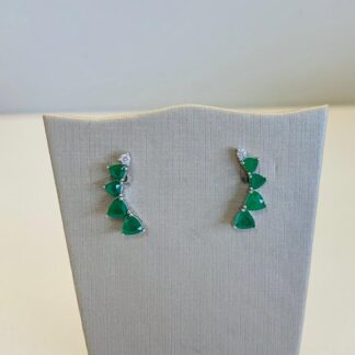 Brinco Ear Cuff de Esmeralda em Prata 925