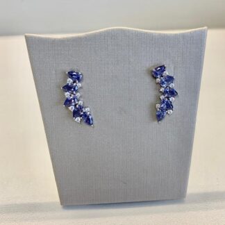 Brinco Ear Cuff com Gotas de Tanzanita em Prata 925