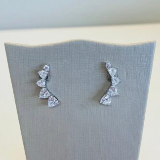 Brinco Ear Cuff Triângulos de Zircônias Brancas em Prata 925