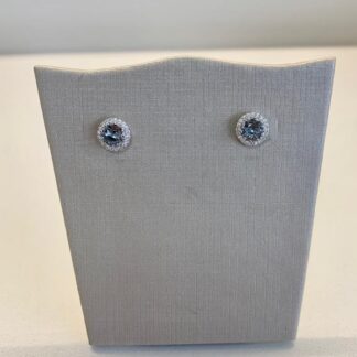 Brinco Redondo de Água Marinha em Prata 925