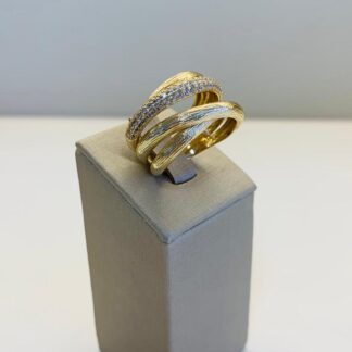 Anel 4 Fileiras em Prata 925 com Banho de Ouro18k