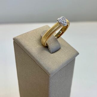 Anel Frisado Coração Prata 925 com Banho de Ouro18k