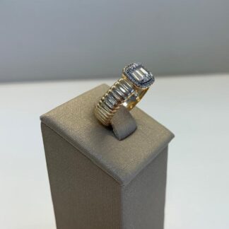 Anel Frisado Baguetado Prata 925 com Banho de Ouro18k