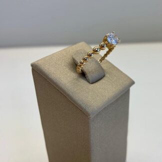 Anel Esferas Ponto de Luz Prata 925 com Banho de Ouro18k