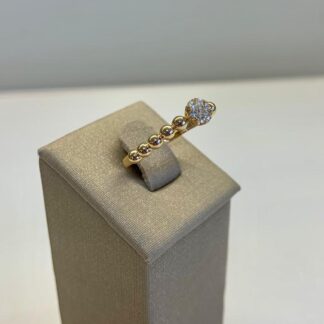 Anel Esferas Flor com Pontos de Luz Prata 925 com Banho de Ouro18k