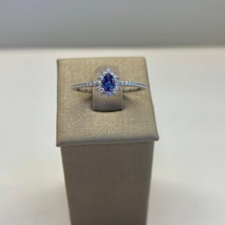 Anel Gota Tanzanita em Prata 925