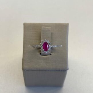 Anel Oval Safira Pink Prata 925