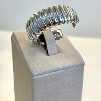 Anel Aberto Nervura Ródio Branco