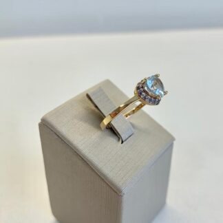 Anel Coração Topázio Banhado Ouro18k