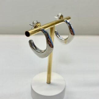 Brinco Argola Escultural em Ródio Branco