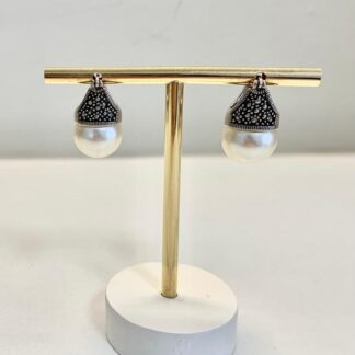 Brinco Pérola e Marcassita em Prata 925