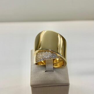 Anel Dobra Zircônias Brancas Banhado a Ouro18k