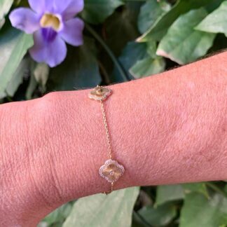 Pulseira 4 Pétalas em Prata 925 com Banho de Ouro18k
