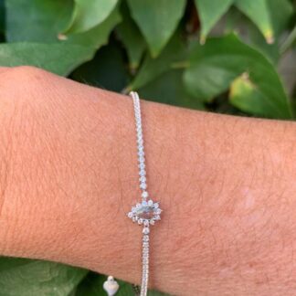 Pulseira Riviera Gota Água Marinha em Prata 925