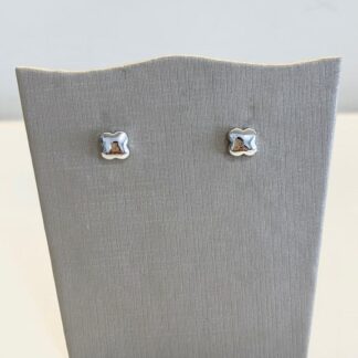 Brinco Trevo G Liso em Ródio